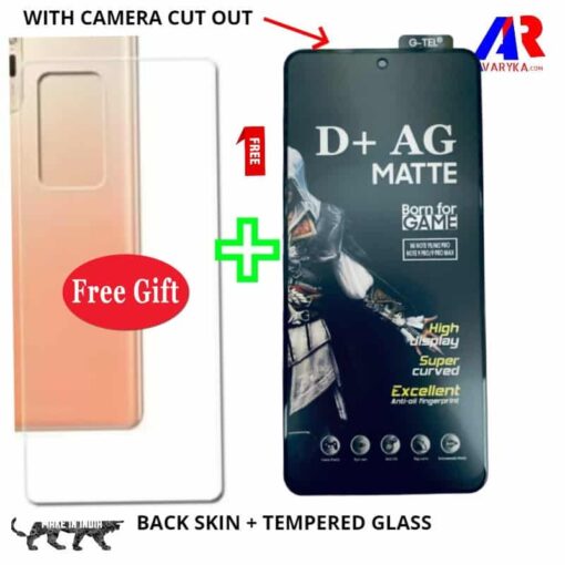 Xiaomi Mi 11X, Xiaomi Mi 11X Pro D+ AG Matte Tempered Glass and Back Skin Nano Cover Wraps & Covers Combo for Gamers ( BORN FOR GAMER)