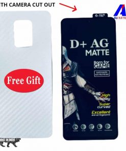 Redmi Note 9/Note 9 Pro Tempered Glass and Back Skin Combo Free Gaming Edititon | D+ AG Matte Gaming Tempered Glass Edge to Edge Screen Guard Protector with back Skin (BORN FOR GAMER)