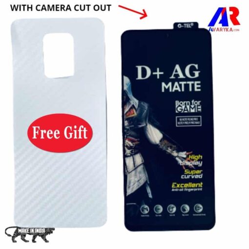 Redmi Note 9/Note 9 Pro Tempered Glass and Back Skin Combo Free Gaming Edititon | D+ AG Matte Gaming Tempered Glass Edge to Edge Screen Guard Protector with back Skin (BORN FOR GAMER)