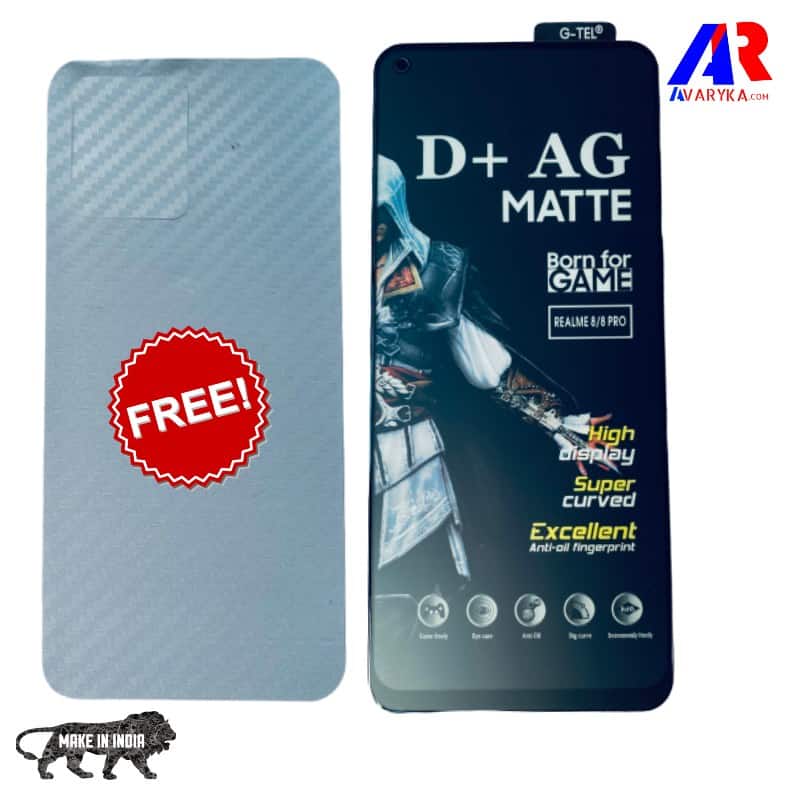 Realme 8/Realme 8 Pro Matte Tempered Glass and Back Skin Combo Free For GAMERS